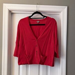 J. Jill Vibrant Magenta Cotton Knit Cardigan